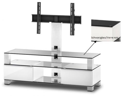 Meuble TV Sonorous md8143-b-inx-wht Verre Noir Blanc Laqué avec support