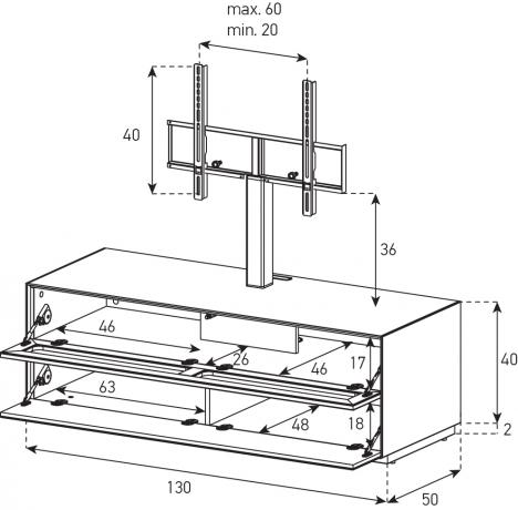 Design TV Möbel Sonorous Elements EX11-TF-2 Stofffront / Klappe,  mit halterung