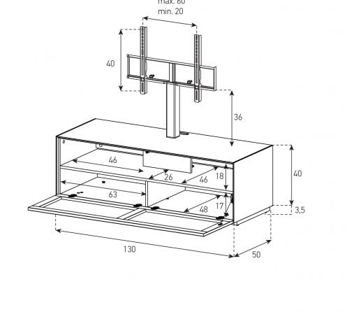 Meuble TV Sonorous Elements EX11-TS-2 Abattant tissu