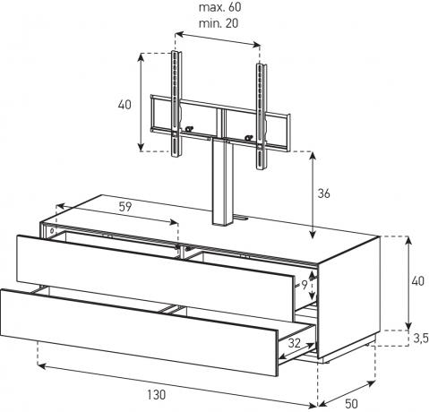 Meuble TV Sonorous Elements EX11-DD-2 Tiroir