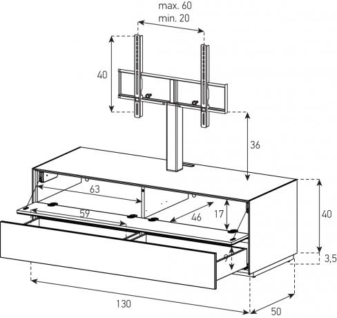 Meuble TV Sonorous Elements EX11-FD-2 Abattant / Tiroir