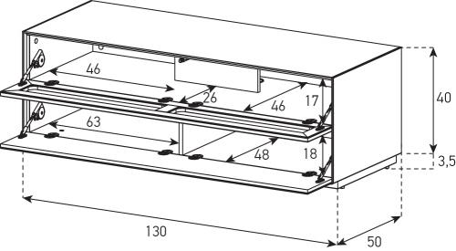 Sonorous Elements Design TV Möbel,EX12-TF-2 Stofffront+Klappe  breite: 130 cm, Beliebig Ausbaubar