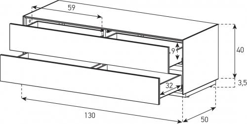 Sonorous Elements Design TV Möbel,EX12-DD-2 Schublade  breite: 130 cm, Beliebig Ausbaubar