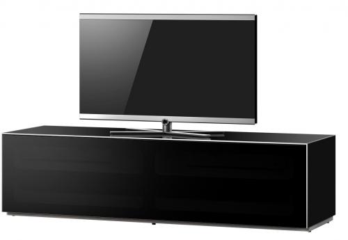 Meuble TV Sonorous Elements EX30-TC-BLK, Verre Noir avec abattant textile