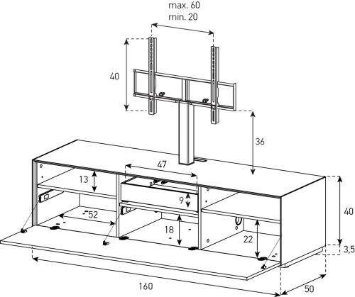 Meuble TV Sonorous Elements EX31-F-2 Abattant  avec support