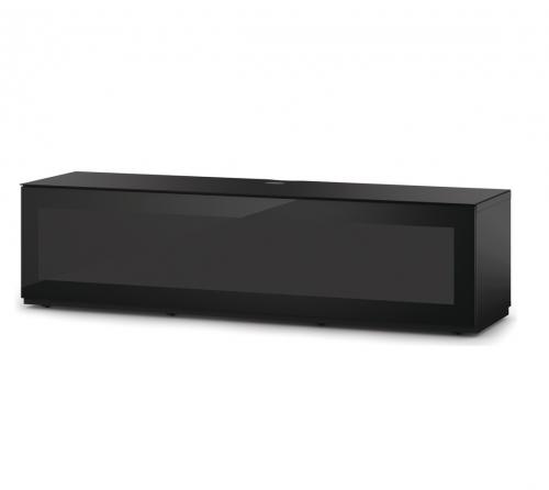 Meuble TV Sonorous Studio Sta160I-BLK-BLK-BS, Abattant en verre Noir Compatible avec Infrarouge