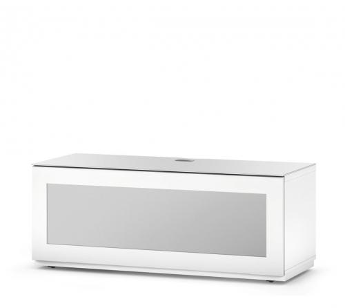 Meuble TV Sonorous Studio Sta110iwht-wht-bs, Abattant en verre Blanc Compatible avec Infrarouge