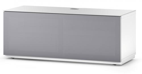 TV Möbel Sonorous lowboard Studio STA110T-WHT-GRY-BS, Weiss / Grau Stoff-Klappe