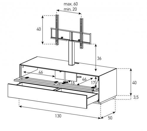 Sonorous Elements Design TV Möbel, EX11-TD-2 Stoff-klappe / Schublade