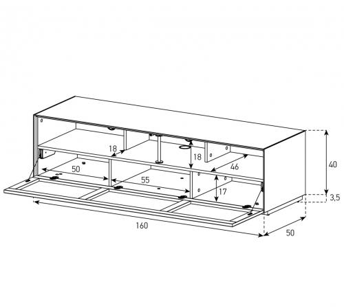 Meuble TV Sonorous Elements EX32-TS-2 Abattant tissu