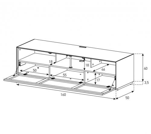 Meuble TV Sonorous Elements EX30-TS-2 Abattant tissu