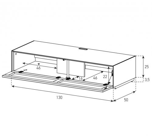 TV Lowboard Sonorous Elements EX15-TS-2, Stoff-front, h=28.5 cm