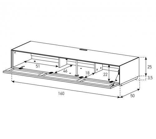 TV Lowboard Sonorous Elements EX35-TS-2, Stoff-front, h=28.5 cm