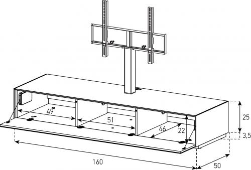 TV Lowboard Sonorous Elements EX36-F-2, Klappe, h=28.5 cm