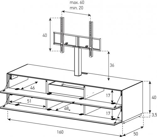 Sonorous Elements Design TV Möbel,EX31-FF-2 Klappe  breite: 160 cm, mit halterung