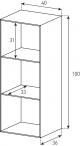 OP70, Etagère ouverte avec paroi arrière, HxLxP=100x40x36 cm