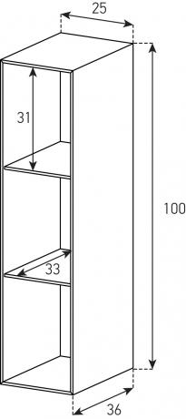 OP75, Etagère ouverte avec paroi arrière, HxLxP=100x25x36 cm