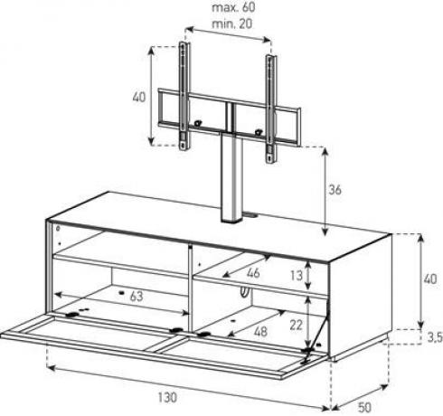 Meuble TV Sonorous Elements EX11-T1-2 avec support orientable, Abattant tissu Acoustique