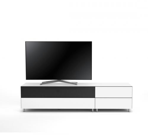 Meuble TV Design 195 cm Epure LOFT SOUND K1 Verre Blanc