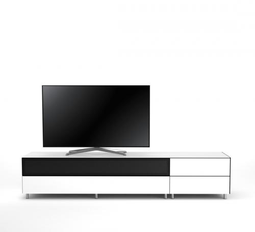 Meuble TV Design 225 cm Epure LOFT SOUND K3 Verre Blanc