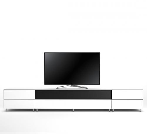 Meuble TV Design 290 cm Epure SALON SOUND K3 Verre Blanc