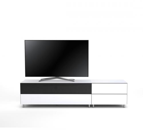 Meuble TV Design 195 cm Epure LOFT SOUND K1 Verre Blanc Mat Satiné