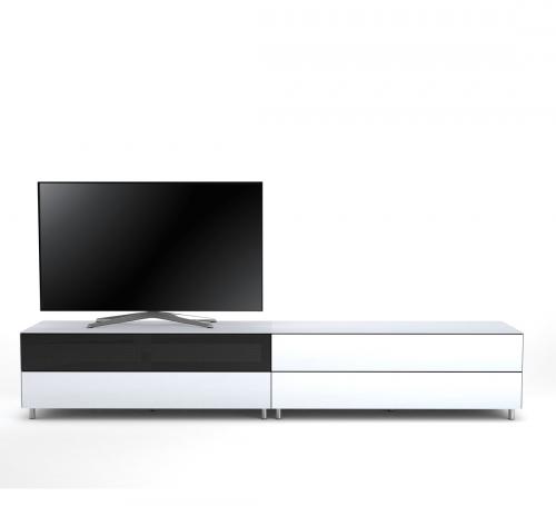 TV Möbel Lowboard 260 cm Epure LOFT SOUND K2 Weissglas Satiniertes