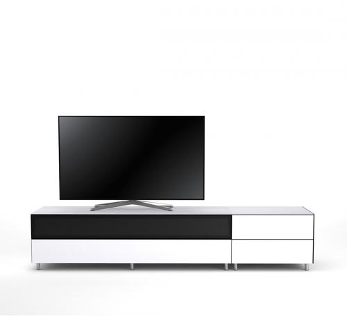 TV Möbel Lowboard 225 cm Epure LOFT SOUND K3 Weissglas Satiniertes