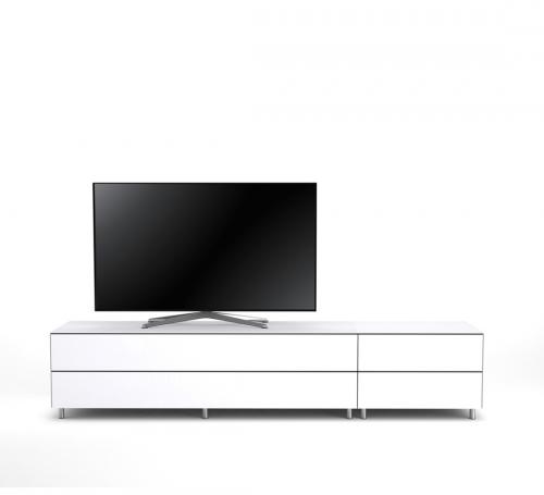 Meuble TV Design 225 cm Epure LOFT K2 Verre Blanc Mat Satiné