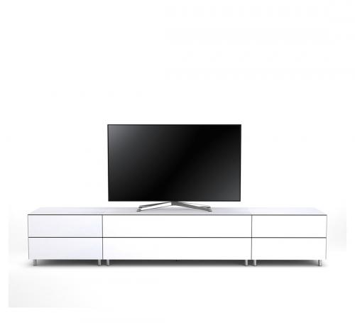 Meuble TV Design 260 cm Epure SALON K1 Verre Blanc Mat Satiné