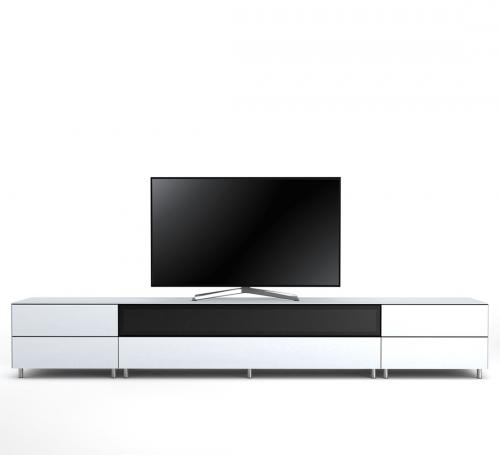 Meuble TV Design 290 cm Epure SALON SOUND K3 Verre Blanc Mat Satiné