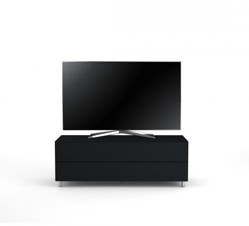 Meuble TV Design 130 cm Epure SINGLE TIDY L Verre Noir Mat Satiné