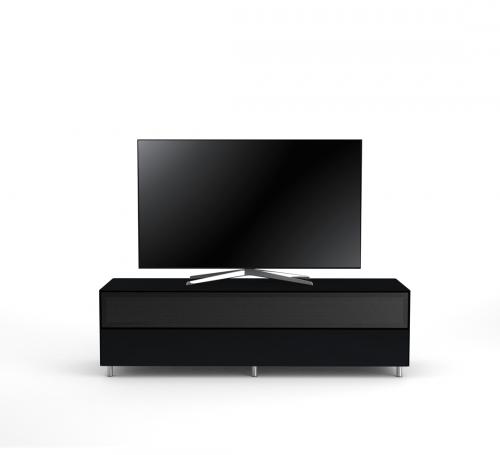 Meuble TV Design 160 cm Epure SINGLE SOUND XL Verre Noir Mat Satiné