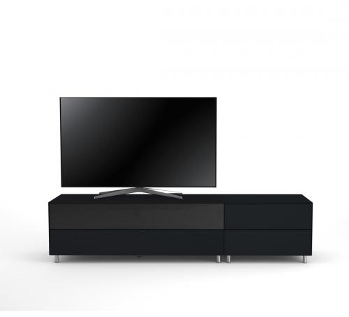 TV Möbel Lowboard 195 cm Epure LOFT SOUND K1 Schwarzglas Satiniertes