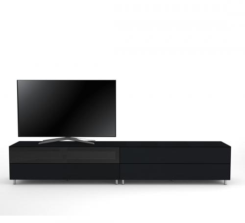 TV Möbel Lowboard 260 cm Epure LOFT SOUND K2 Schwarzglas Satiniertes