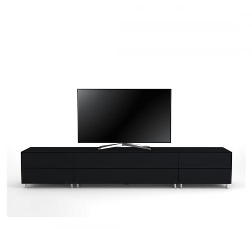 TV Möbel Lowboard 260 cm Epure SALON K1 Schwarzglas Satiniertes