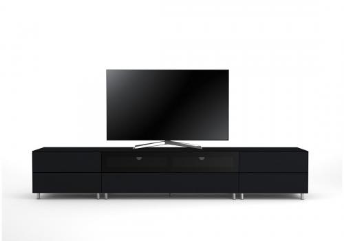 TV Möbel Lowboard 260 cm Epure SALON SOUND K2 Schwarzglas Satiniertes