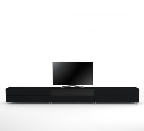 TV Möbel Lowboard 390 cm Epure SALON SOUND K4 Schwarzglas Satiniertes