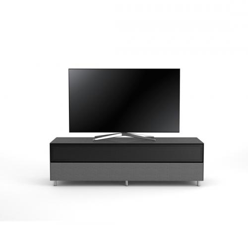 Meuble TV Design 160 cm Epure SINGLE SOUND XL Verre Graphite Scintillant