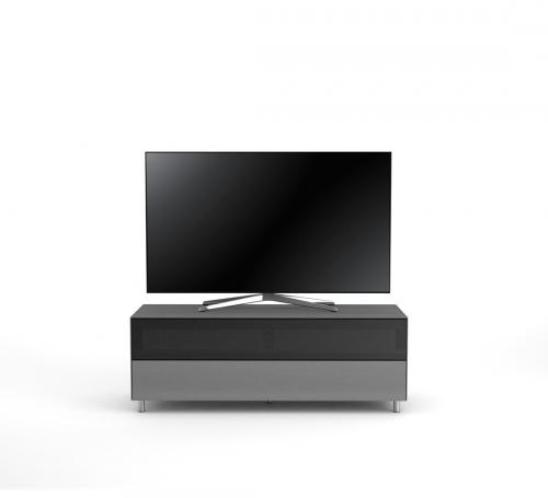 Meuble TV Design 130 cm Epure SINGLE SOUND L Verre Graphite Mat Satiné