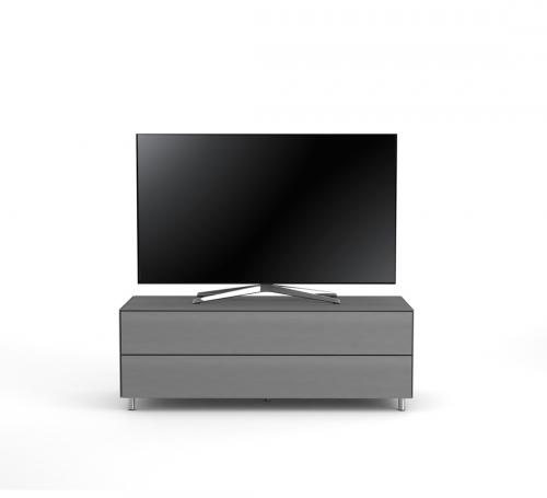 Meuble TV Design 130 cm Epure SINGLE TIDY L Verre Graphite Mat Satiné