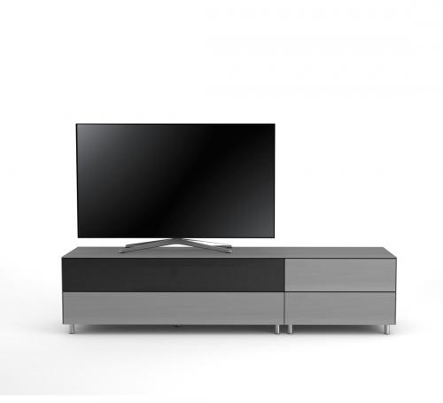 Meuble TV Design 195 cm Epure LOFT SOUND K1 Verre Graphite Mat Satiné