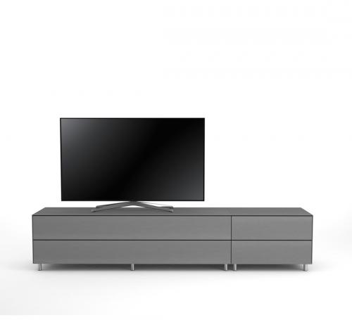 Meuble TV Design 225 cm Epure LOFT K2 Verre Graphite Mat Satiné