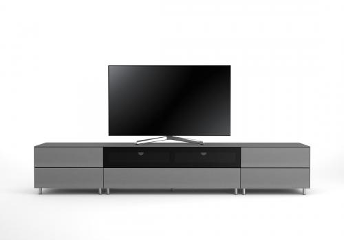 Meuble TV Design 260 cm Epure SALON SOUND K2 Verre Graphite Mat Satiné