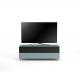 Meuble TV Design 130 cm Epure SINGLE SOUND L Verre Bleu Nordic Mat Satiné