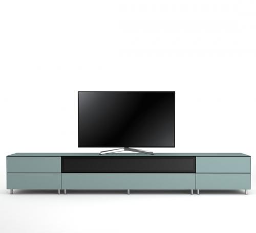 Meuble TV Design 290 cm Epure SALON SOUND K3 Verre Bleu Nordic Mat Satiné