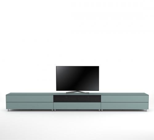 Meuble TV Design 390 cm Epure SALON SOUND K4 Verre Bleu Nordic Mat Satiné