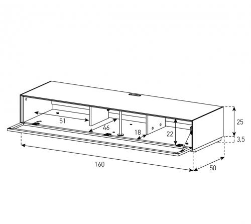 Lowboard TV Sonorous Elements EX35-PS-2, avec Abattant en tôle perforée pour le son