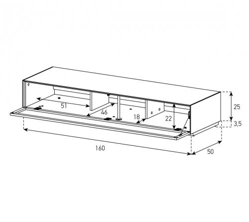 Lowboard TV Sonorous Elements EX37-PS-2, avec Abattant en tôle acoustique