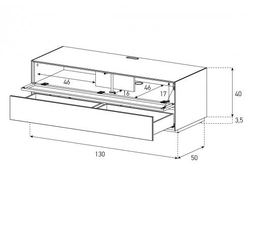 Meuble TV Sonorous Elements EX10-PD-2 Abattant en tôle acoustique  / tiroir